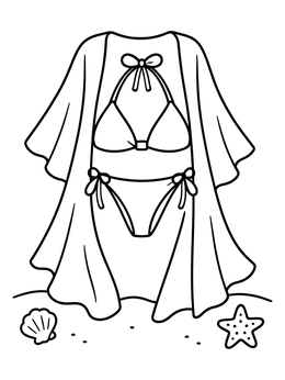 Free printable Bikini And Flowing Beach Cover Up coloring page