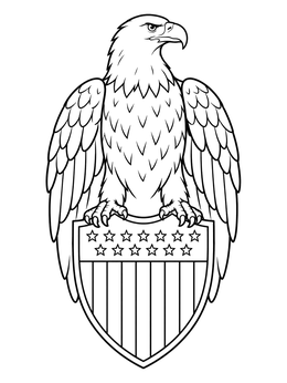 Free printable Bald Eagle Perched On Patriotic Shield coloring page