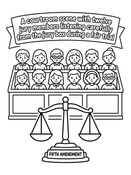 Free printable Courtroom Jury And Justice Scales coloring page