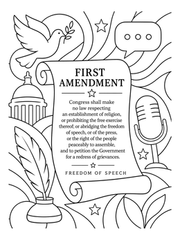 Free printable First Amendment Freedom Of Speech Scroll coloring page
