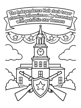 Free printable Independence Hall And Defense Emblem coloring page