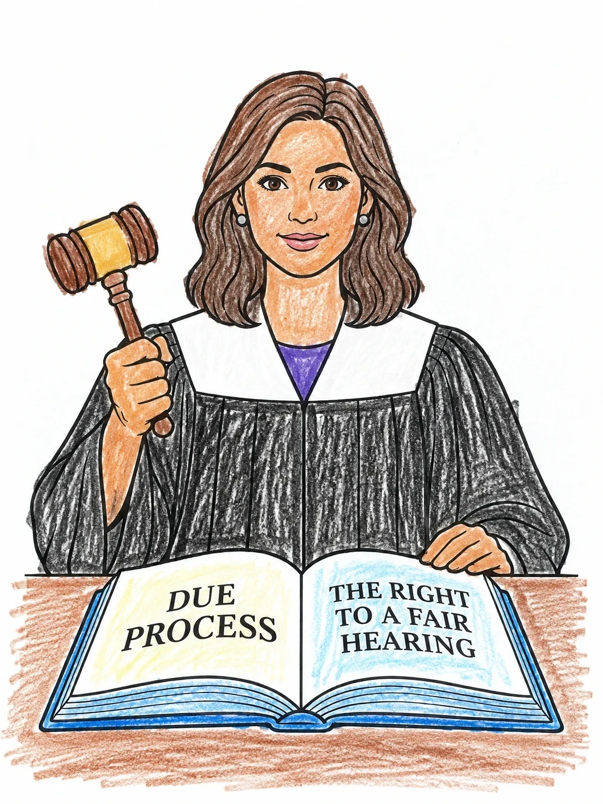 Colored example of the Judge With Gavel And Law Book coloring page