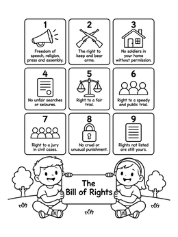 Free printable Bill Of Rights Grid With Children coloring page