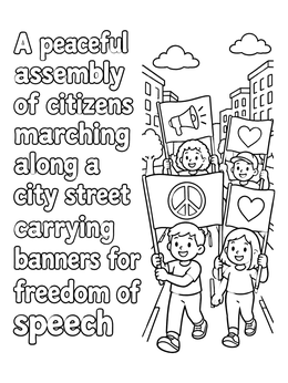 Free printable Peaceful Assembly And Free Speech March coloring page
