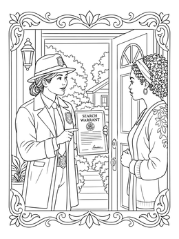 Free printable Search Warrant Fourth Amendment Scene coloring page