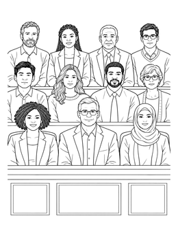 Free printable Diverse Seventh Amendment Jury Panel coloring page