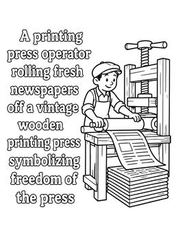 Free printable Vintage Printing Press Operator coloring page