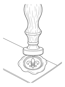 Free printable Fleur De Lis Wax Seal Stamp coloring page