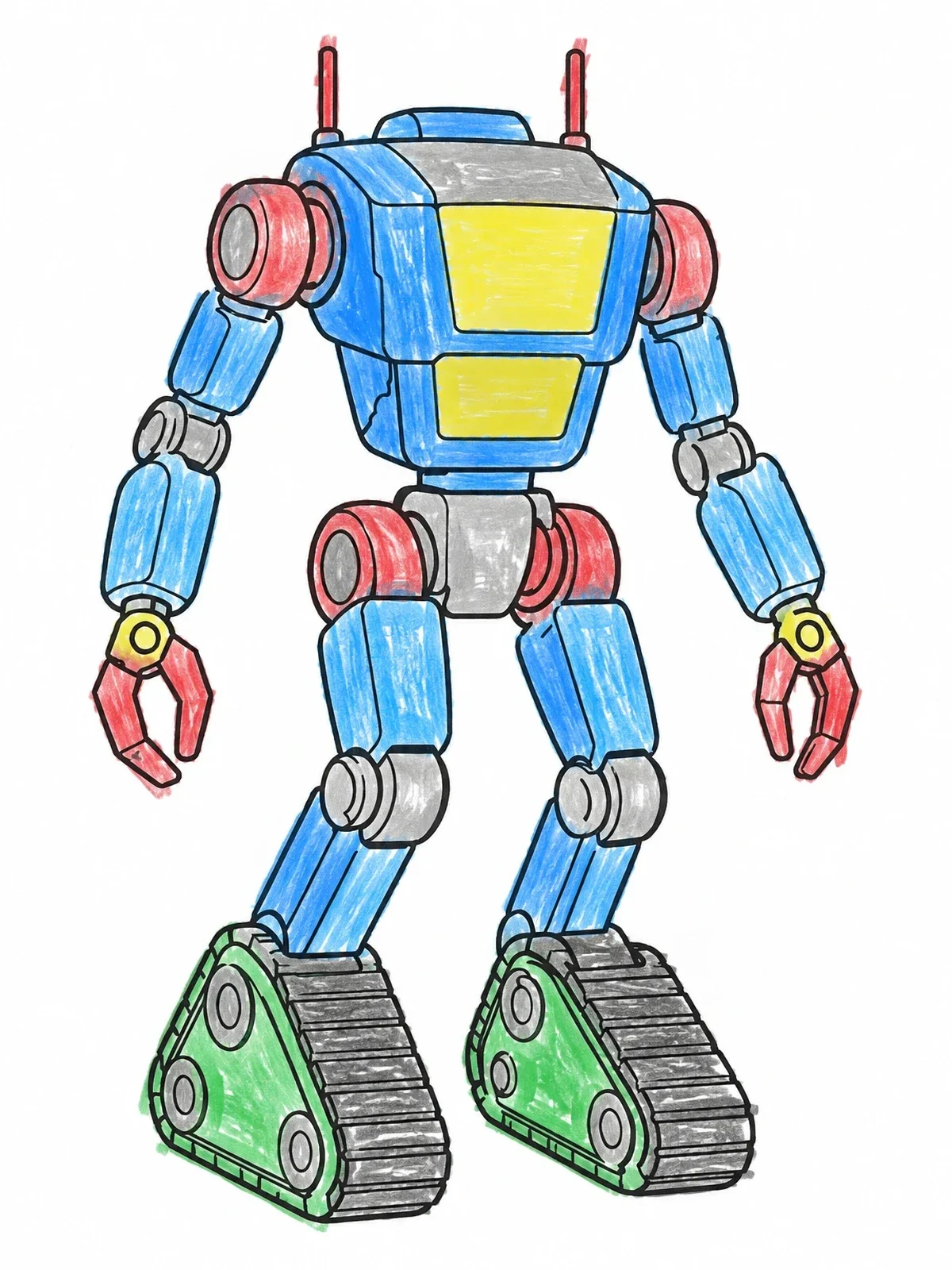 Colored example of the Bipedal Robot With Tread Feet coloring page