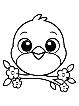 Free printable Cute Baby Robin On Branch coloring page