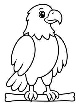 Free printable Cute Cartoon Bald Eagle On Branch coloring page