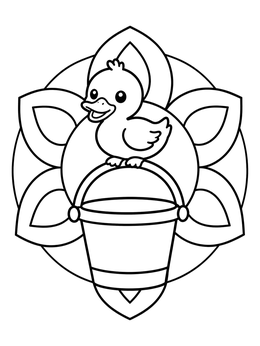 Free printable Cute Duckling On A Bucket coloring page