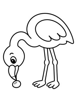 Free printable Cute Flamingo Looking At Seed coloring page