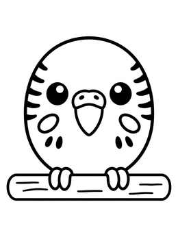 Free printable Cute Round Budgie On Perch coloring page