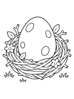 Free printable Big Spotted Egg In Twig Nest coloring page