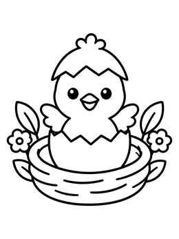 Free printable Cute Chick Hatching In Nest coloring page