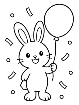 Free printable Cute Bunny With Party Balloon coloring page