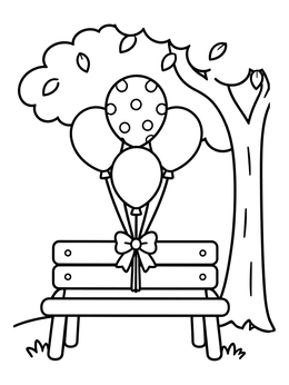 Free printable Balloons On A Park Bench coloring page