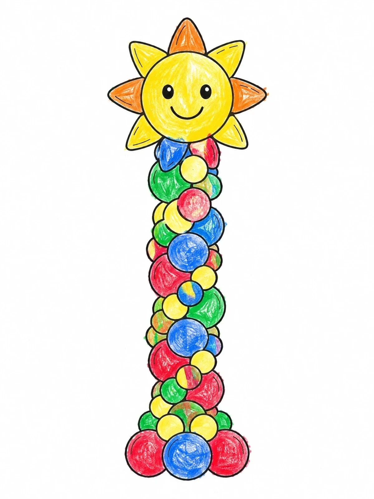 Colored example of the Sun Balloon Column Centerpiece coloring page