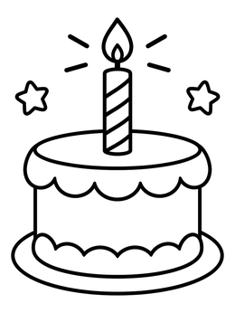 Free printable Birthday Cake With Candle And Stars coloring page