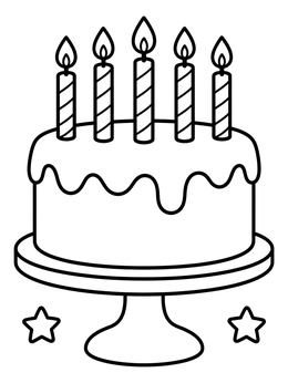 Free printable Birthday Cake With Five Candles coloring page