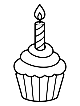 Free printable Birthday Cupcake With Burning Candle coloring page