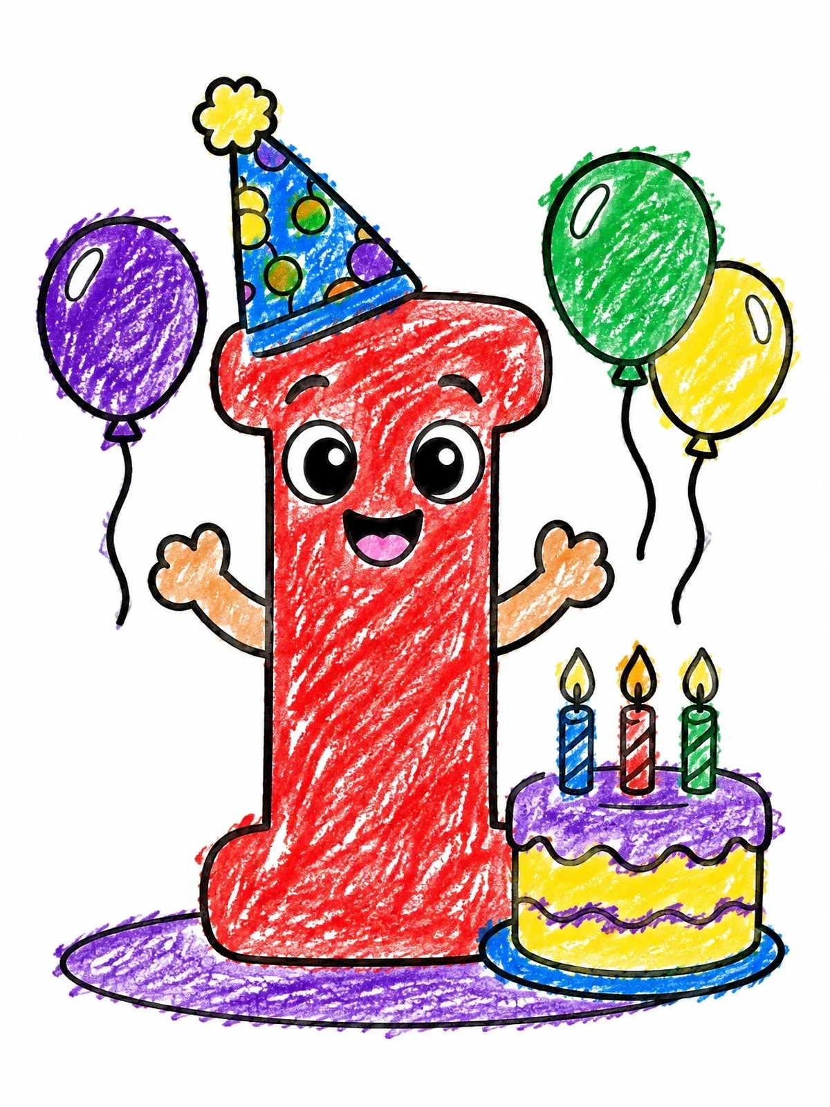 Colored example of the Birthday Party Letter I coloring page