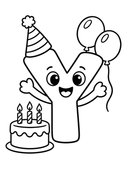 Free printable Birthday Party Letter Y coloring page