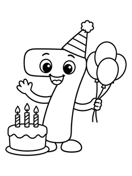 Free printable Birthday Party Number Seven coloring page