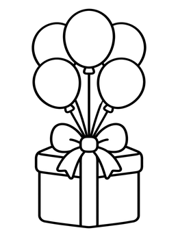 Free printable Birthday Present With Festive Balloons coloring page