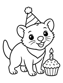 Free printable Birthday Tasmanian Devil With Cupcake coloring page