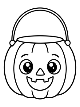 Free printable Cute Pumpkin Treat Bucket coloring page