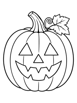 A smiling jack-o'-lantern in this black and white halloween coloring page.