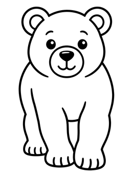 Free printable Cute Bear Cub Standing Forward coloring page
