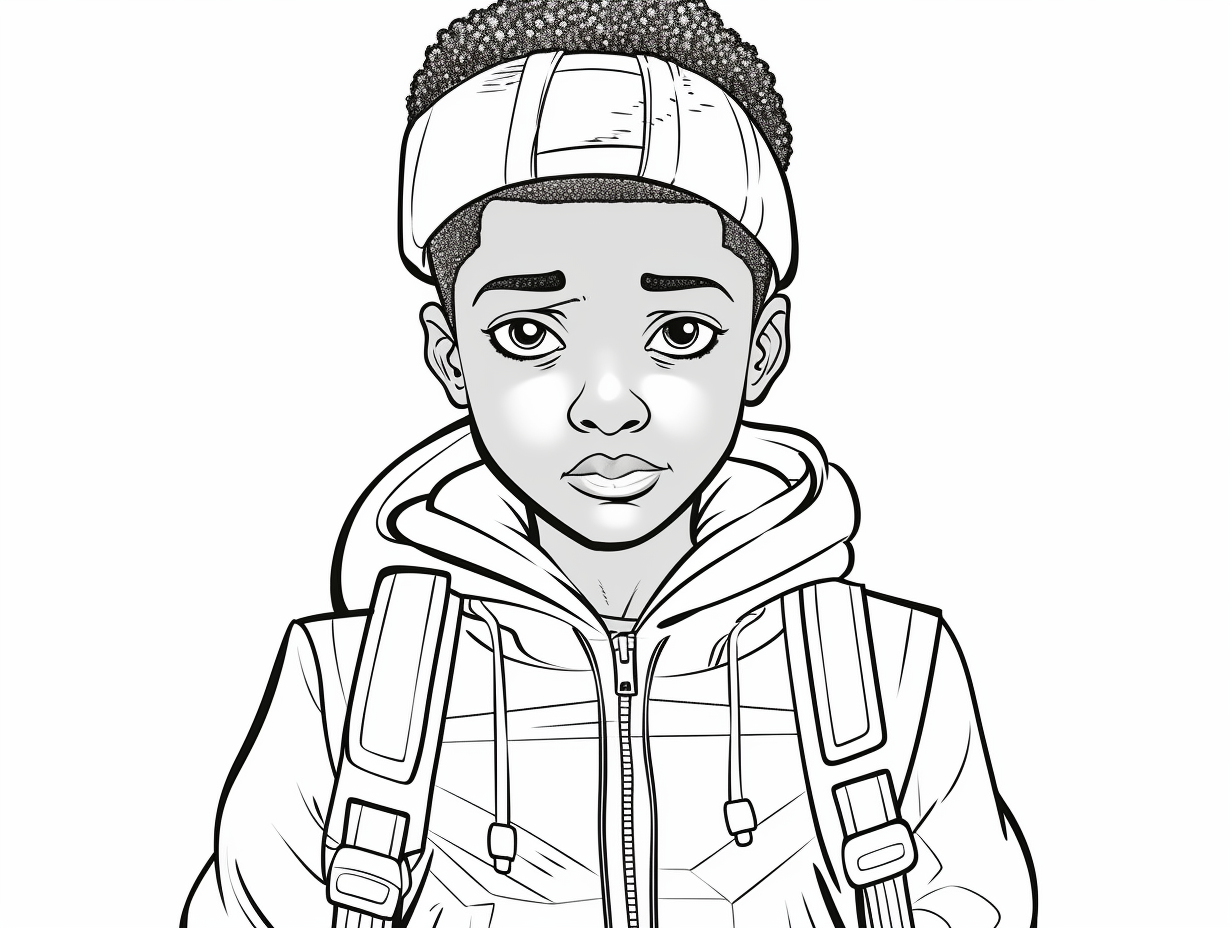 Black Boy Drawing To Color For Kids - Coloring Page