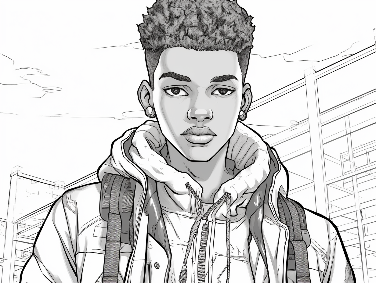 Black Boy Wonder Through Coloring - Coloring Page