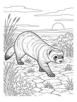Free printable Black Footed Ferret In Prairie coloring page