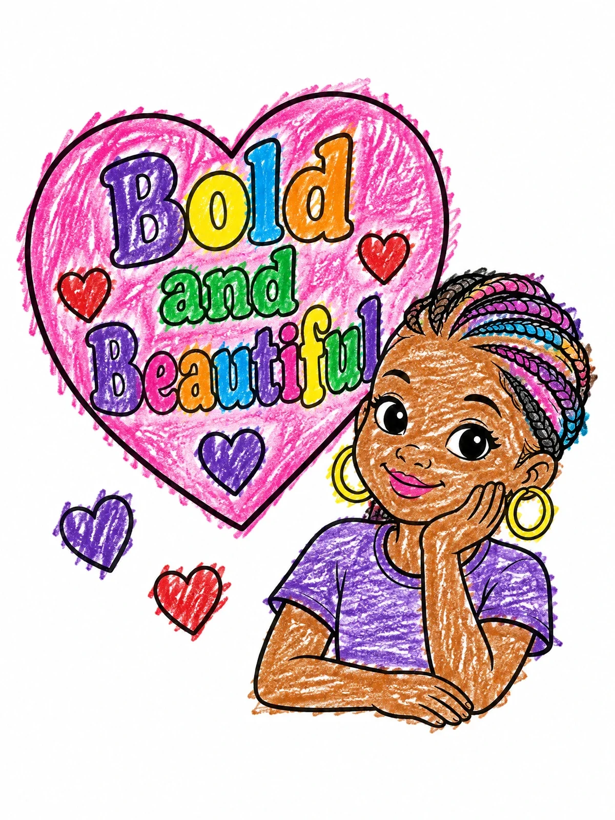 Colored example of the Bold And Beautiful Braided Girl coloring page