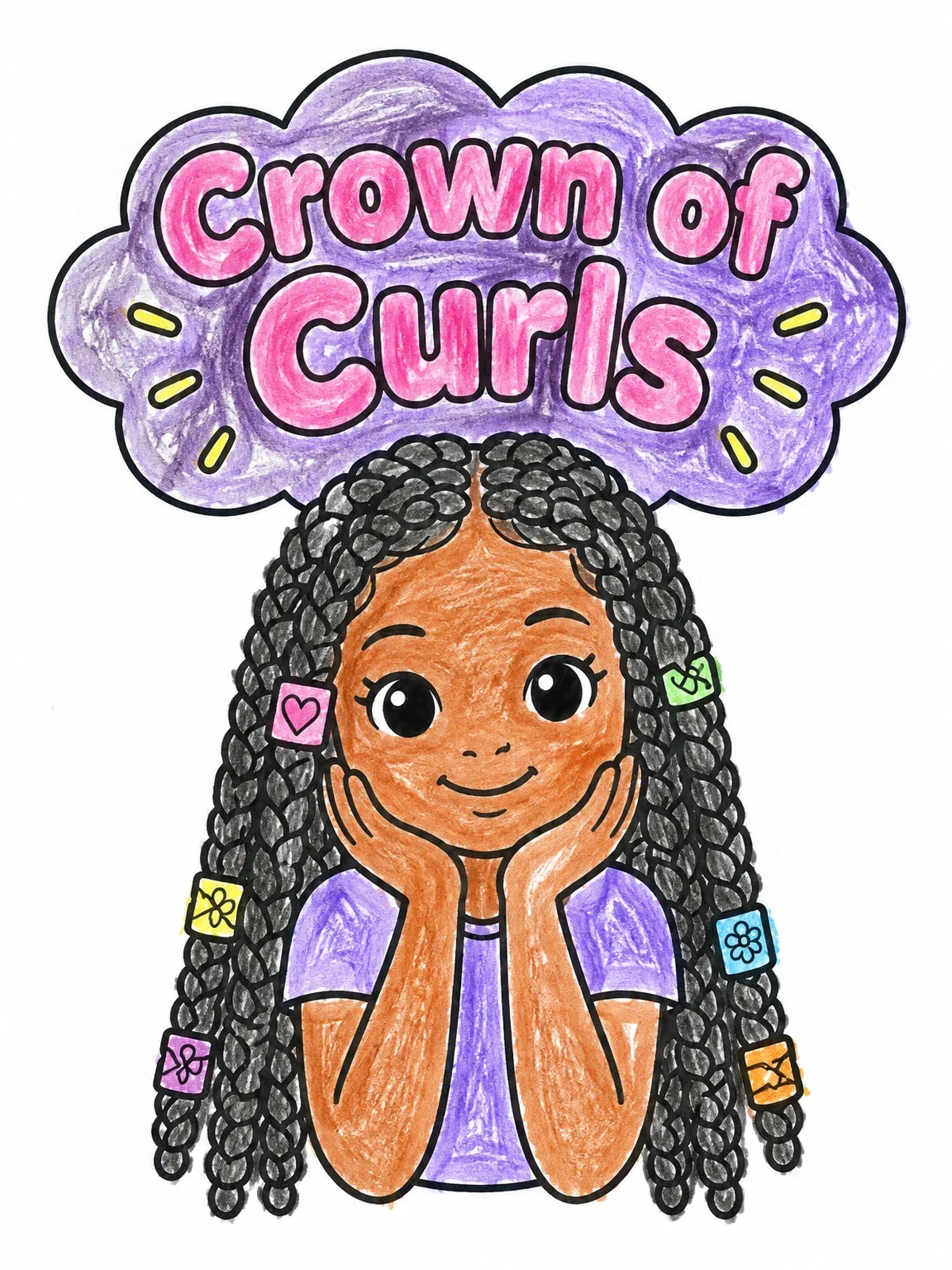 Colored example of the Crown Of Curls Braided Hairstyle coloring page