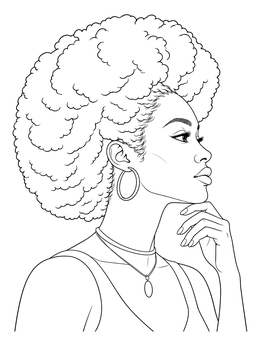 Free printable Elegant Woman With Afro In Profile coloring page