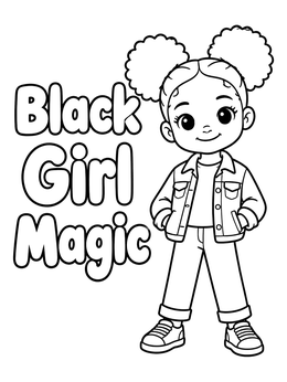 Free printable Black Girl Magic With Afro Puffs coloring page