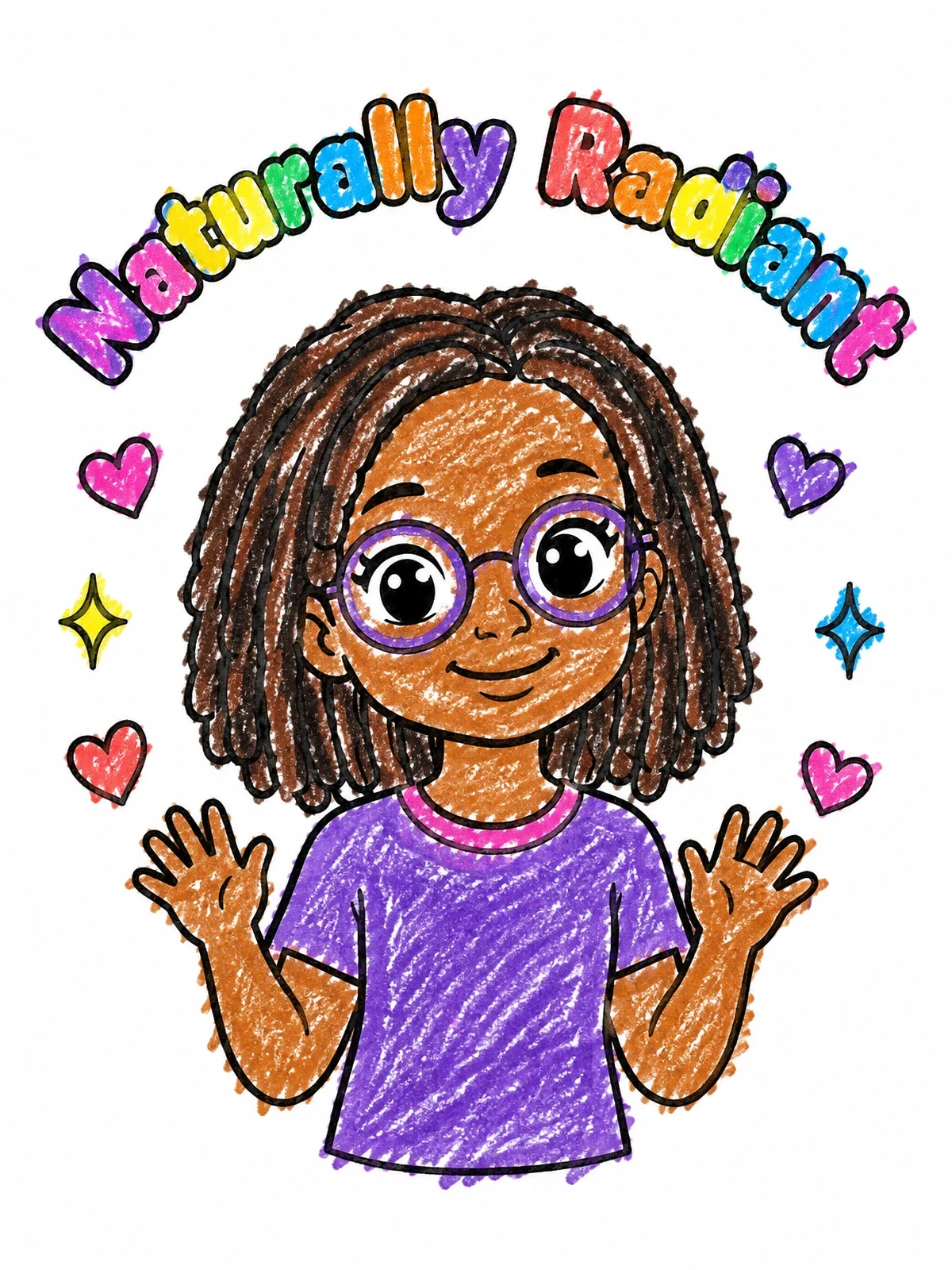 Colored example of the Radiant Girl With Locs And Glasses coloring page