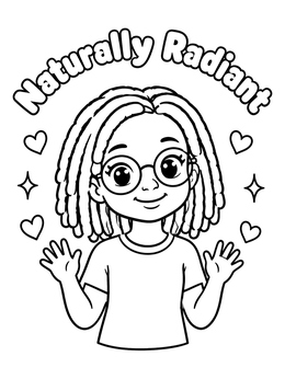 Free printable Radiant Girl With Locs And Glasses coloring page