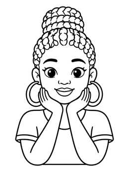 Free printable Smiling Girl With Braided Bun coloring page