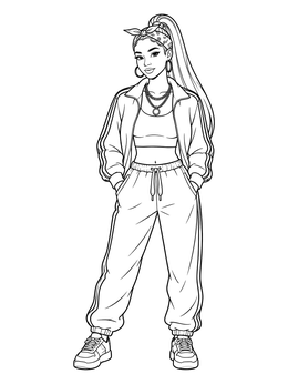 Free printable Sporty Woman In Streetwear Tracksuit coloring page