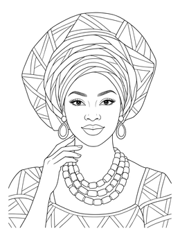 Free printable Elegant Woman In Traditional Gele coloring page