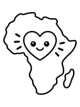 Free printable Africa Outline With Smiling Heart coloring page