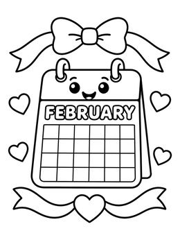 A cute February black history month coloring page with hearts and ribbons.
