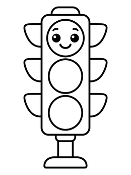 Free printable Cute Smiling Traffic Light coloring page