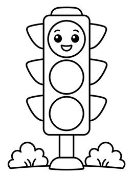 Free printable Cute Traffic Light Invention coloring page